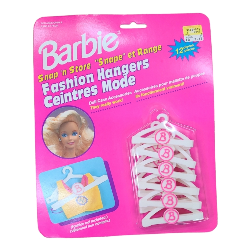 Barbie Snap 'N Store Fashion Hangers Set Of 12 1992 Mattel NIB